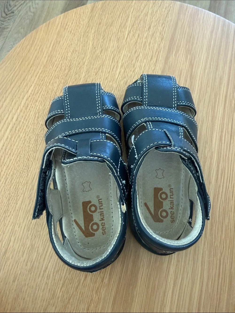 8C Blue leather toddler sandals